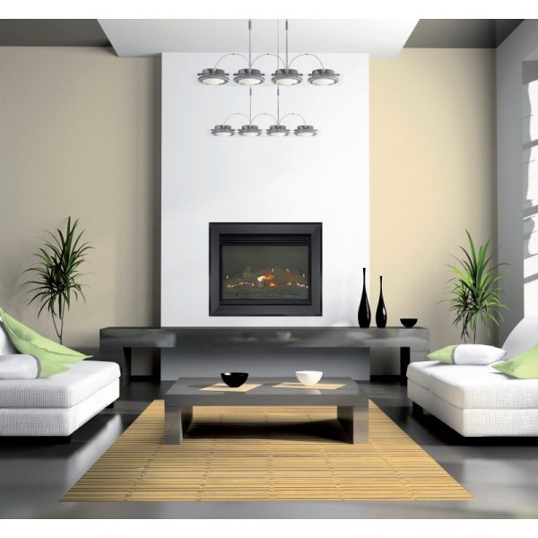 Inserto a gas senza canna fumaria 80x66 cornice metallo nero