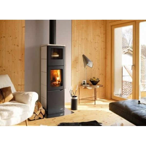 Stufa a legna Palazzetti Eva con forno ceramica bianco lucido - Barzotti