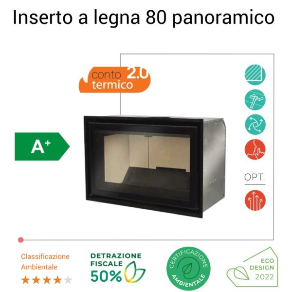 Inserto a legna 80 panoramico