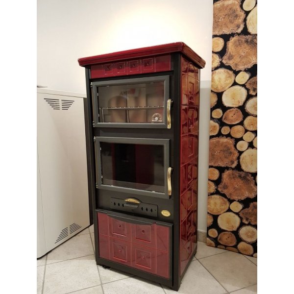 Stufa a legna Palazzetti Luisa rosso bordeaux - Barzotti