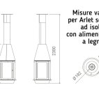 Camino di design Arlet sospeso ad isola con vetri panoramici 