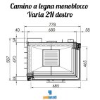 Camino a legna monoblocco Varia 2H-51 angolare DX o SX