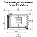 Camino a legna monoblocco Varia 2H-51 angolare DX o SX