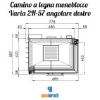 Camino a legna monoblocco Varia 2H-57 angolare DX o SX