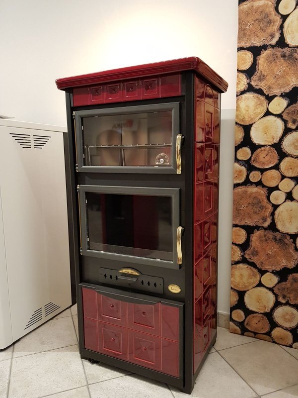 Stufa a legna Palazzetti Luisa rosso bordeaux - Barzotti